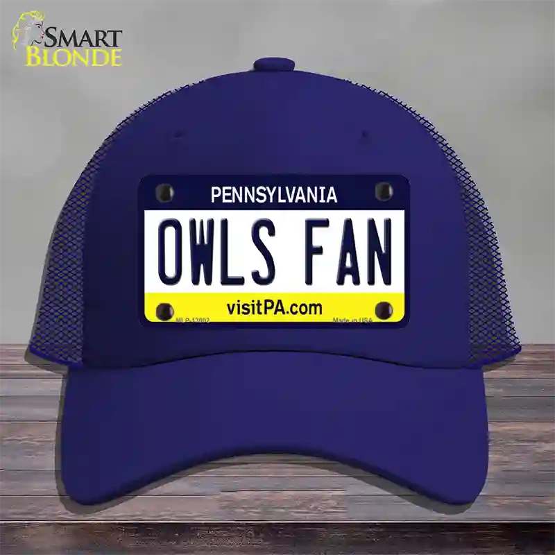 Owls Fan Novelty License Plate Hat Mesh / Royal Blue