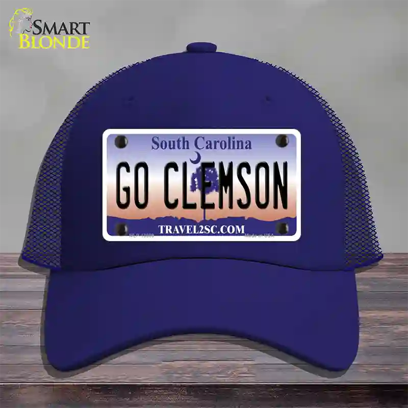 Go Clemson Novelty License Plate Hat Mesh / Royal Blue