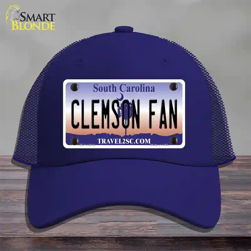 Clemson Fan Novelty License Plate Hat Mesh / Royal Blue