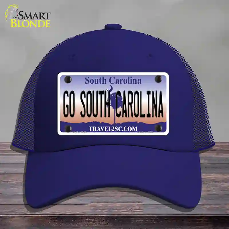 Go South Carolina Novelty License Plate Hat Mesh / Royal Blue