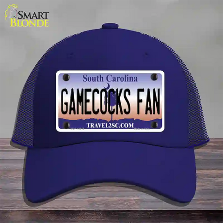 Gamecocks Fan Novelty License Plate Hat Mesh / Royal Blue