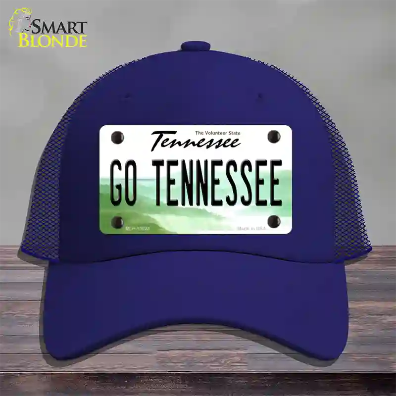 Go Tennessee Novelty License Plate Hat Mesh / Royal Blue