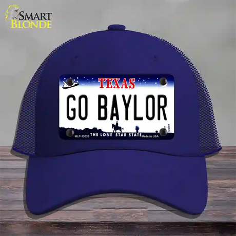 Go Baylor Novelty License Plate Hat Mesh / Royal Blue