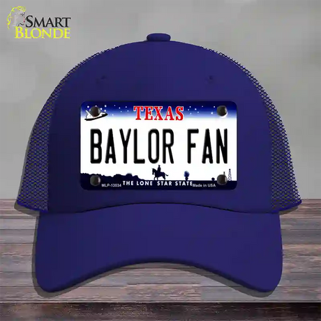 Baylor Fan Novelty License Plate Hat Mesh / Royal Blue