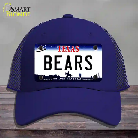 Bears Novelty License Plate Hat Mesh / Royal Blue