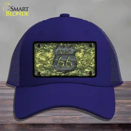 Route 66 Camouflage Novelty License Plate Hat Mesh / Royal Blue