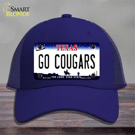 Go Cougars Novelty License Plate Hat Mesh / Royal Blue