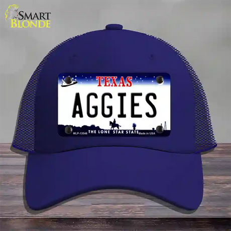 Aggies Texas Novelty License Plate Hat Mesh / Royal Blue