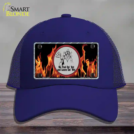 Find Hot Leave Wet Firefighter Novelty License Plate Hat Mesh / Royal Blue