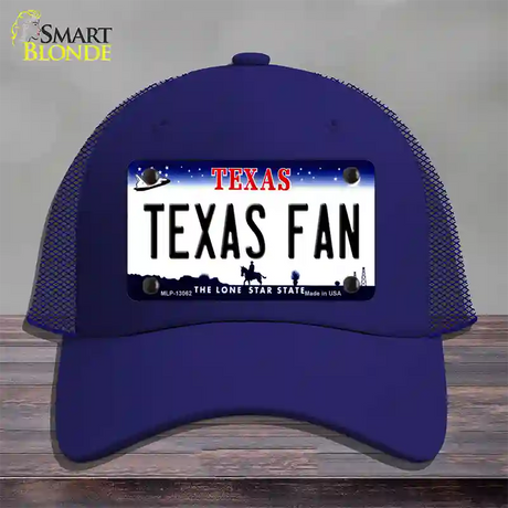 Texas Fan Novelty License Plate Hat Mesh / Royal Blue