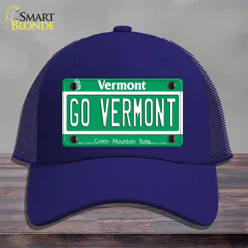 Go Vermont Novelty License Plate Hat Mesh / Royal Blue