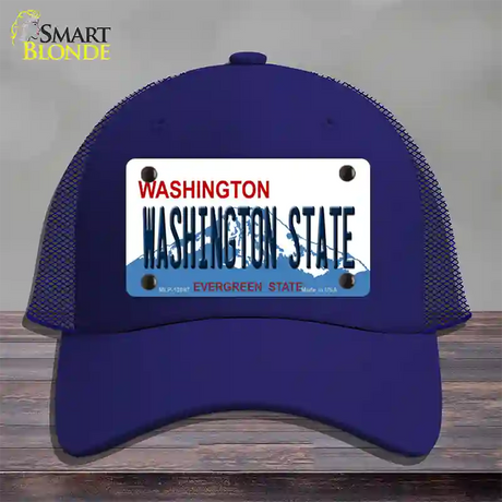 Washington State Univ Novelty License Plate Hat Mesh / Royal Blue