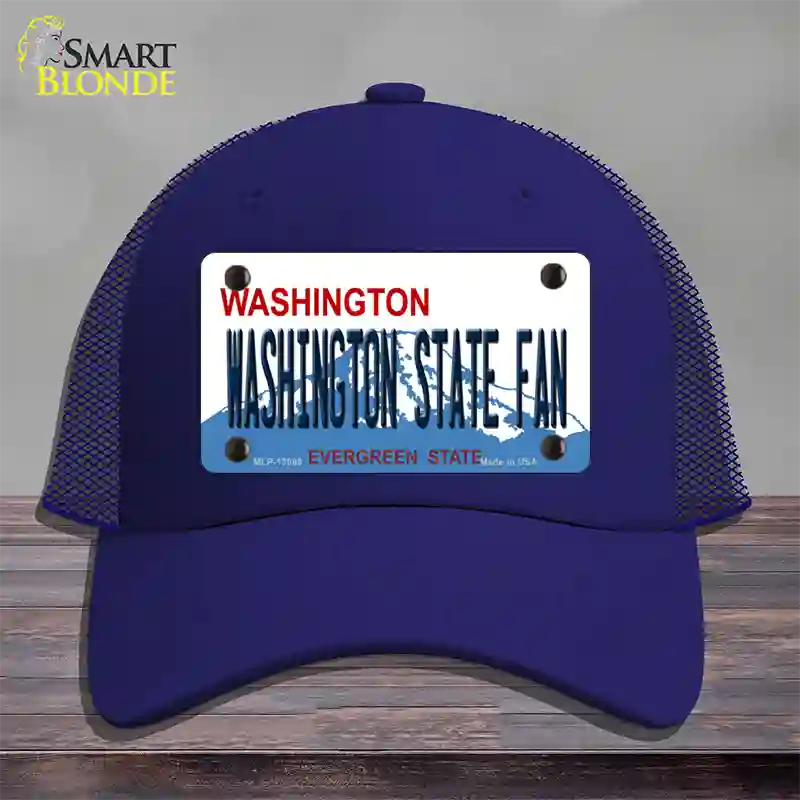 Washington State Fan Novelty License Plate Hat Mesh / Royal Blue