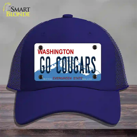 Go Cougars Washington Novelty License Plate Hat Mesh / Royal Blue