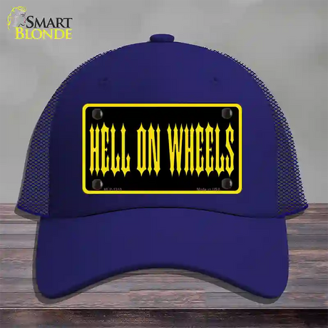 Hell On Wheels Novelty License Plate Hat Mesh / Royal Blue