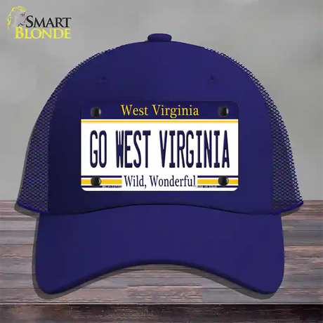 Go West Virginia Novelty License Plate Hat Mesh / Royal Blue