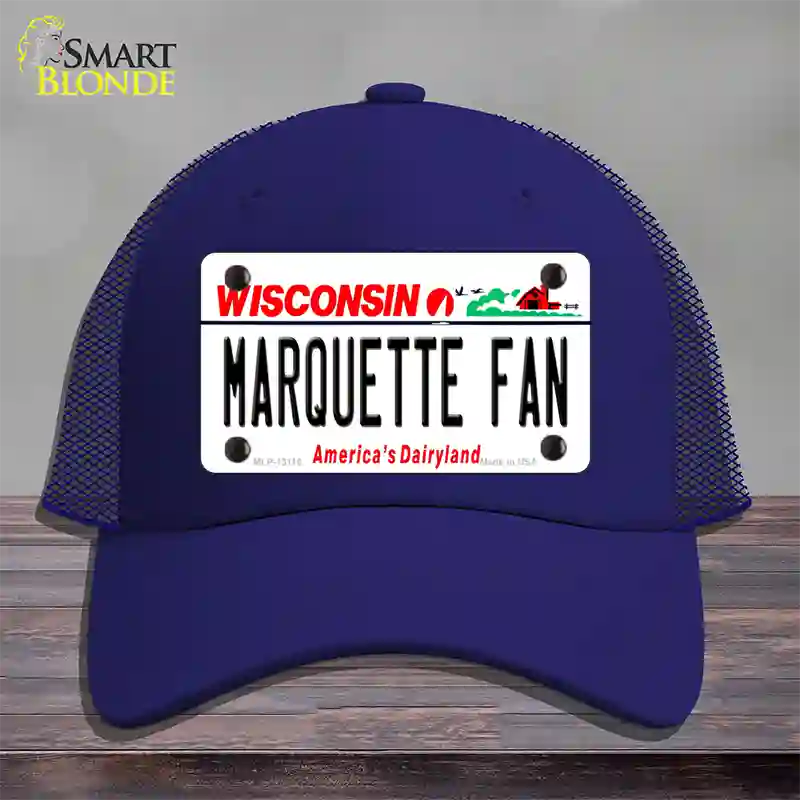 Marquette Fan Novelty License Plate Hat Mesh / Royal Blue