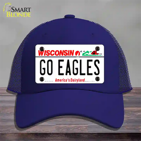 Go Eagles Wisconsin Novelty License Plate Hat Mesh / Royal Blue