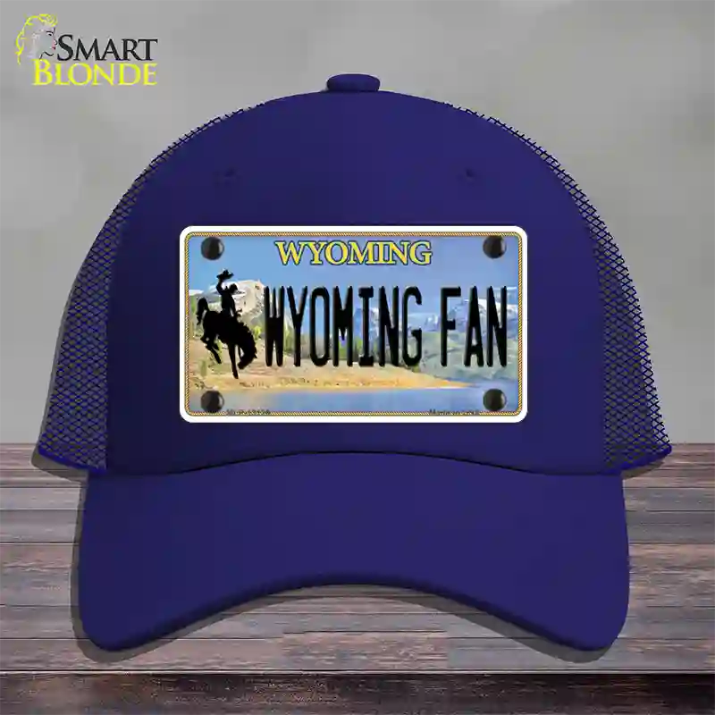 Wyoming Fan Novelty License Plate Hat Mesh / Royal Blue