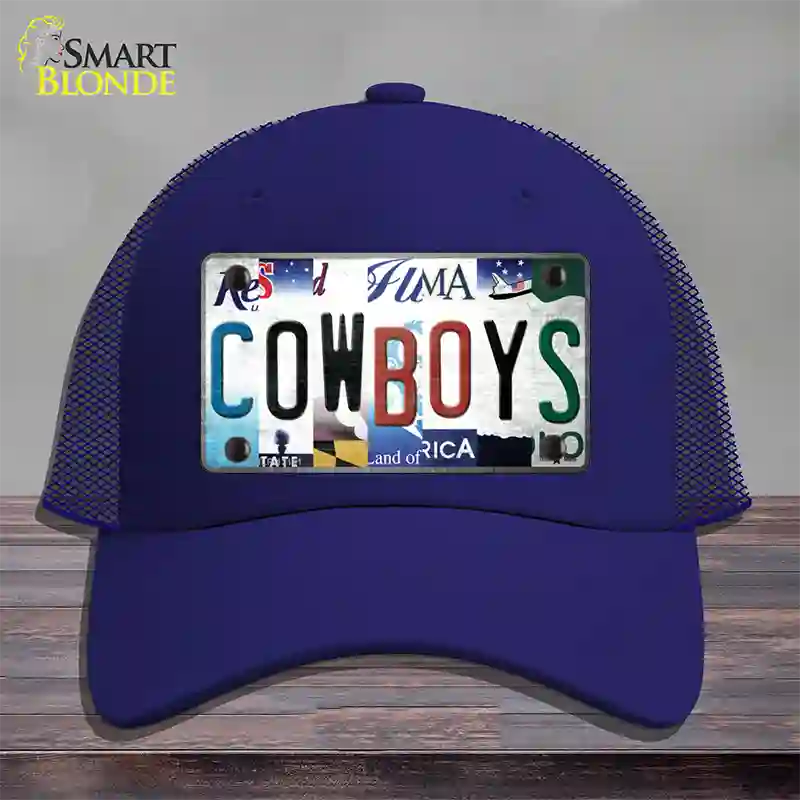 Cowboys Strip Art Novelty License Plate Hat Tag Mesh / Royal Blue