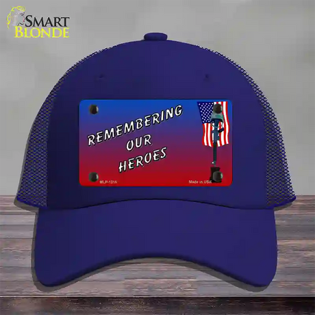 Remembering Our Heroes Novelty License Plate Hat Mesh / Royal Blue