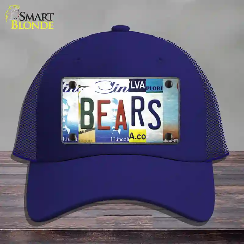 Bears Strip Art Novelty License Plate Hat Tag Mesh / Royal Blue