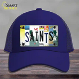 Saints Strip Art Novelty License Plate Hat Tag Mesh / Royal Blue