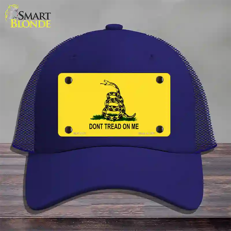 Dont Tread On Me Yellow Novelty License Plate Hat Mesh / Royal Blue