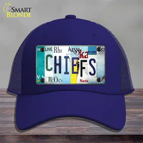 Chiefs Strip Art Novelty License Plate Hat Tag Mesh / Royal Blue