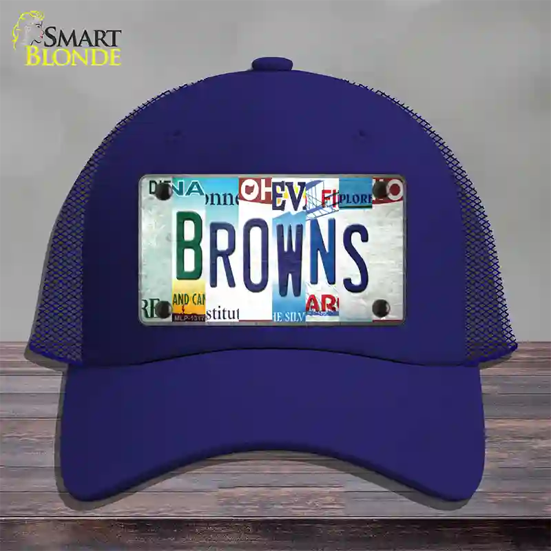 Browns Strip Art Novelty License Plate Hat Tag Mesh / Royal Blue