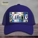 Seahawks Strip Art Novelty License Plate Hat Tag Mesh / Royal Blue