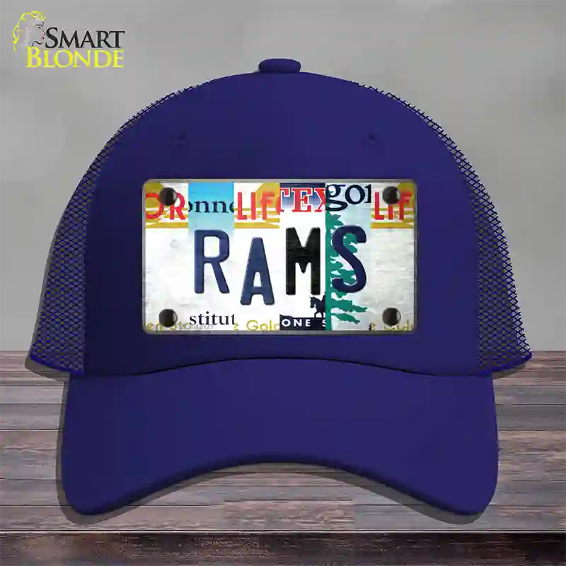 Rams Strip Art Novelty License Plate Hat Tag Mesh / Royal Blue