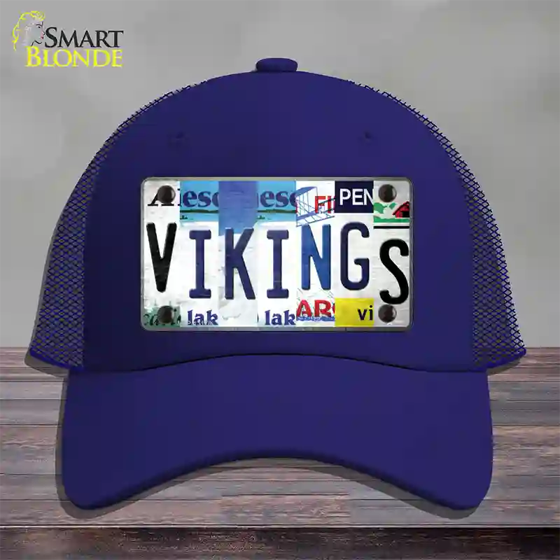 Vikings Strip Art Novelty License Plate Hat Tag Mesh / Royal Blue