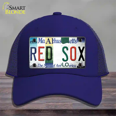 Red Sox Strip Art Novelty License Plate Hat Tag Mesh / Royal Blue