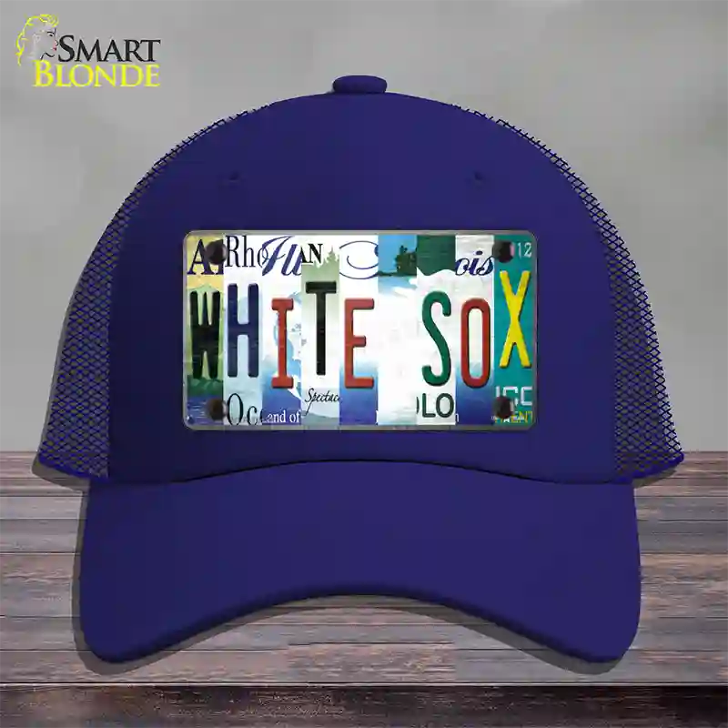 White Sox Strip Art Novelty License Plate Hat Tag Mesh / Royal Blue