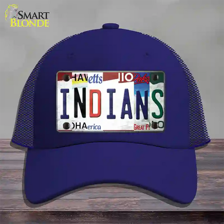 Indians Strip Art Novelty License Plate Hat Tag Mesh / Royal Blue