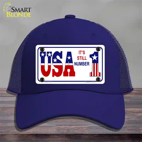 USA Still 1 Novelty License Plate Hat Mesh / Royal Blue