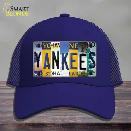 Yankees Strip Art Novelty License Plate Hat Tag Mesh / Royal Blue