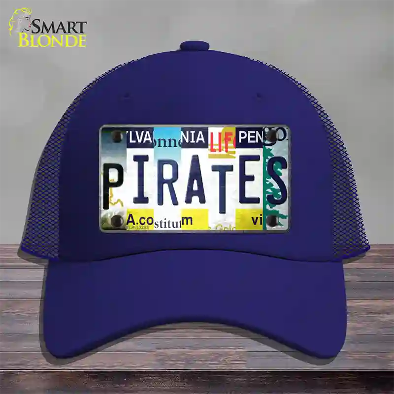 Pirates Strip Art Novelty License Plate Hat Tag Mesh / Royal Blue