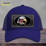 American Flag Eagle Black Novelty License Plate Hat Mesh / Royal Blue