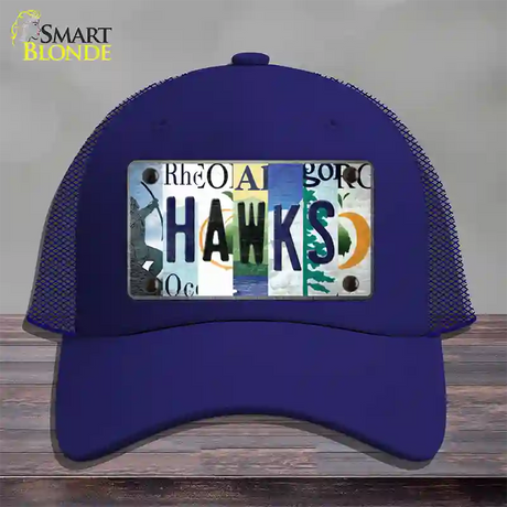 Hawks Strip Art Novelty License Plate Hat Tag Mesh / Royal Blue