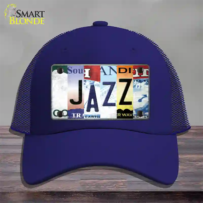 Jazz Strip Art Novelty License Plate Hat Tag Mesh / Royal Blue