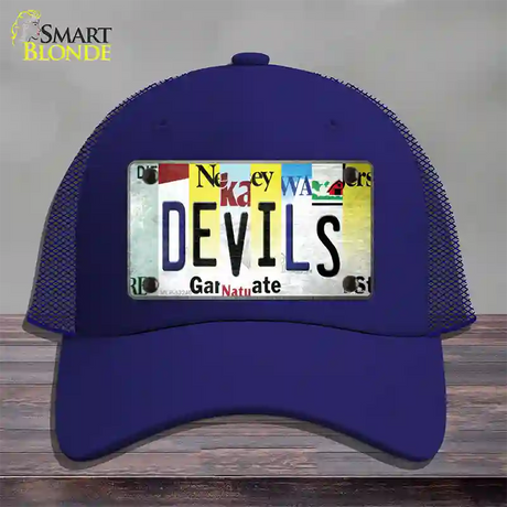 Devils Strip Art Novelty License Plate Hat Tag Mesh / Royal Blue