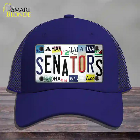 Senators Strip Art Novelty License Plate Hat Tag Mesh / Royal Blue