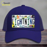 Lightning Strip Art Novelty License Plate Hat Tag Mesh / Royal Blue