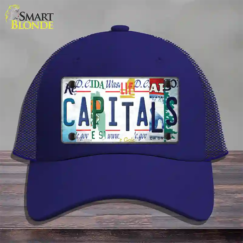 Capitals Strip Art Novelty License Plate Hat Tag Mesh / Royal Blue