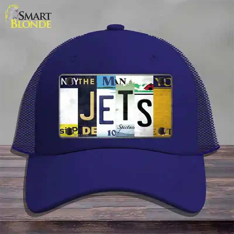 Jets Hockey Strip Art Novelty License Plate Hat Tag Mesh / Royal Blue