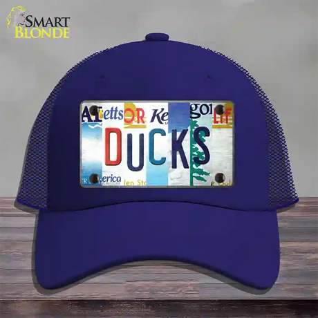 Ducks Strip Art Novelty License Plate Hat Tag Mesh / Royal Blue