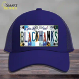 Blackhawks Strip Art Novelty License Plate Hat Tag Mesh / Royal Blue