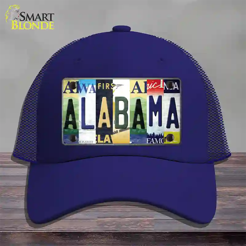 Alabama Strip Art Novelty License Plate Hat Tag Mesh / Royal Blue